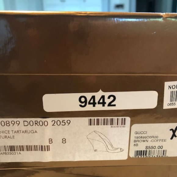 Gucci Vernice Tartaruga Naturale Brown Coffee 190899 DORO0 2059 size 8 Wedge - Picture 6 of 6
